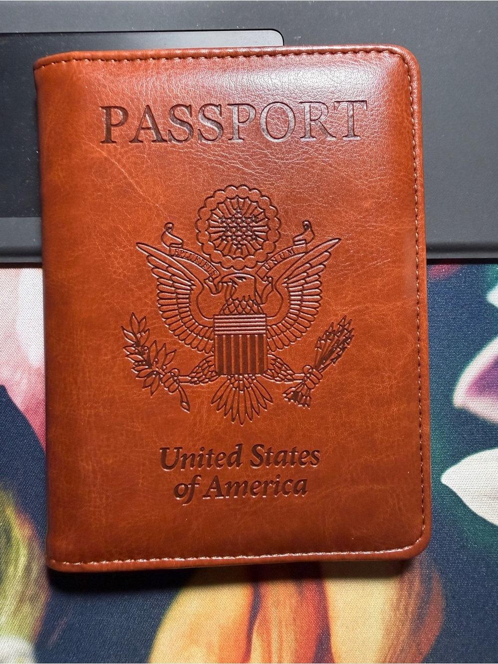Passport Holder Cover - Brown Faux Leather Travel Wallet